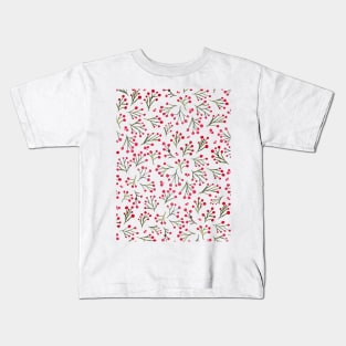 Watercolor winter flowers - red and green Kids T-Shirt